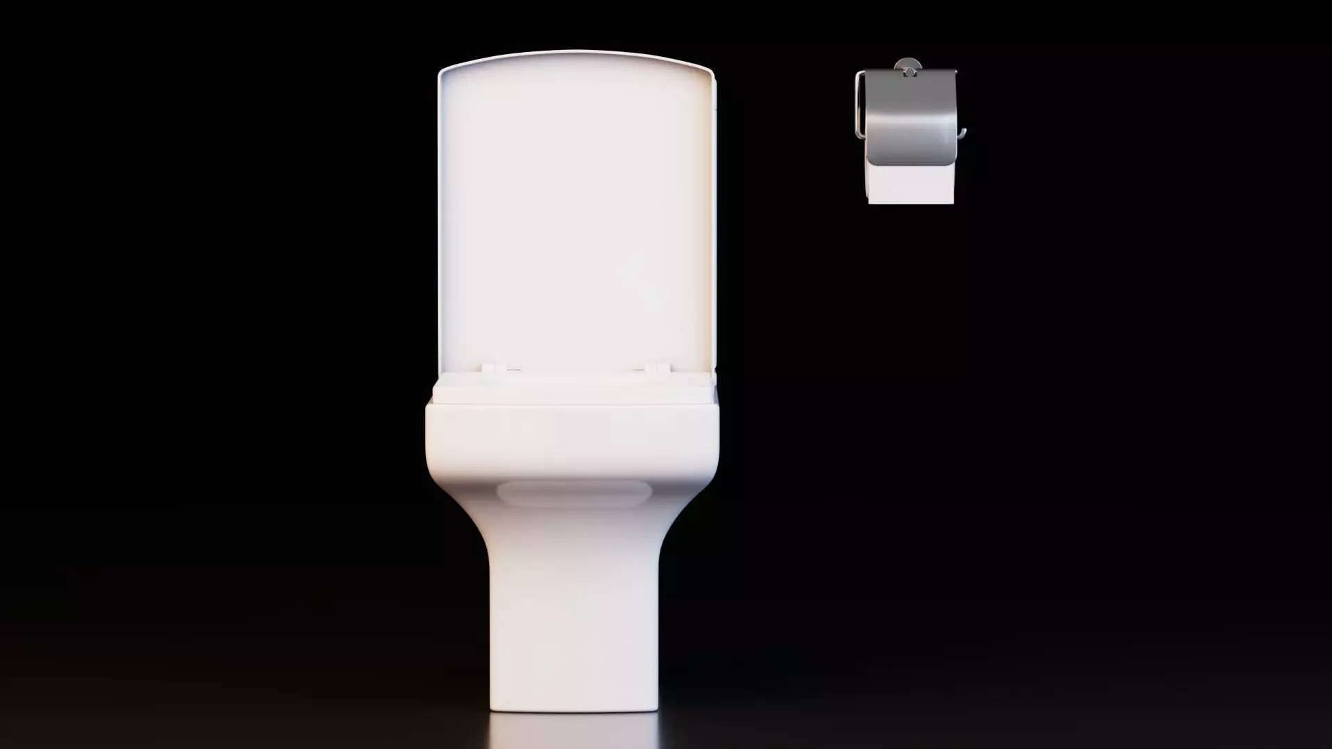 Modern Ceramic Toilet With Toilet Paper Holder Low-poly 3D model_2