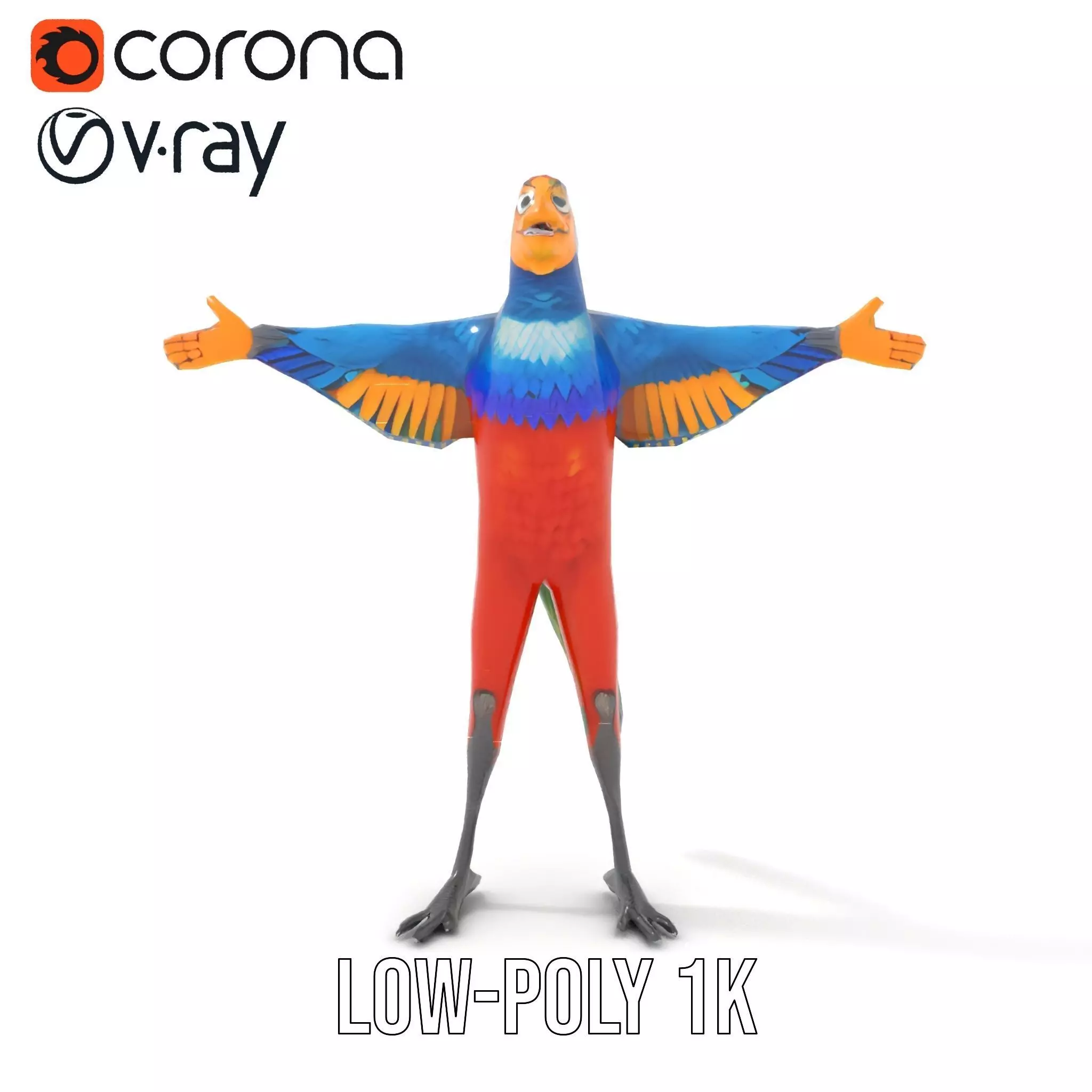 Vibrant Parrot Character model pack Low-poly 3D model_7