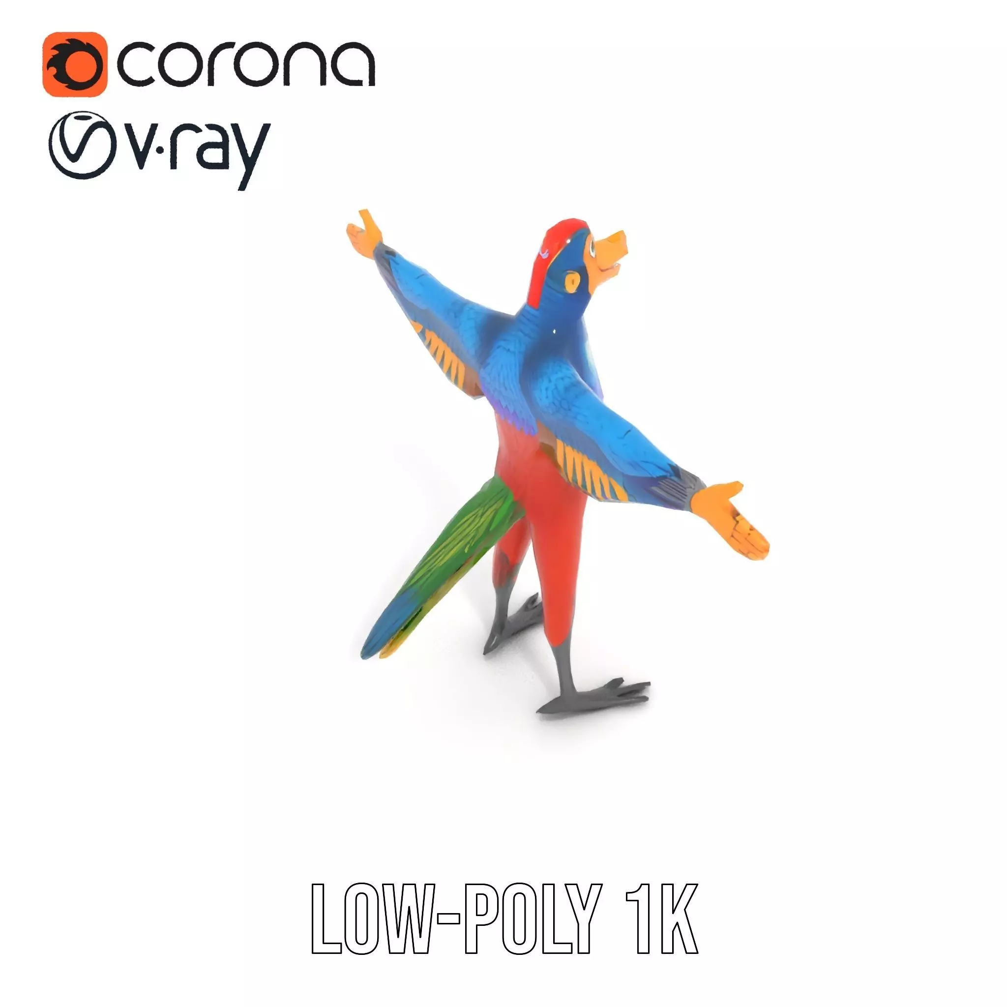 Vibrant Parrot Character model pack Low-poly 3D model_12