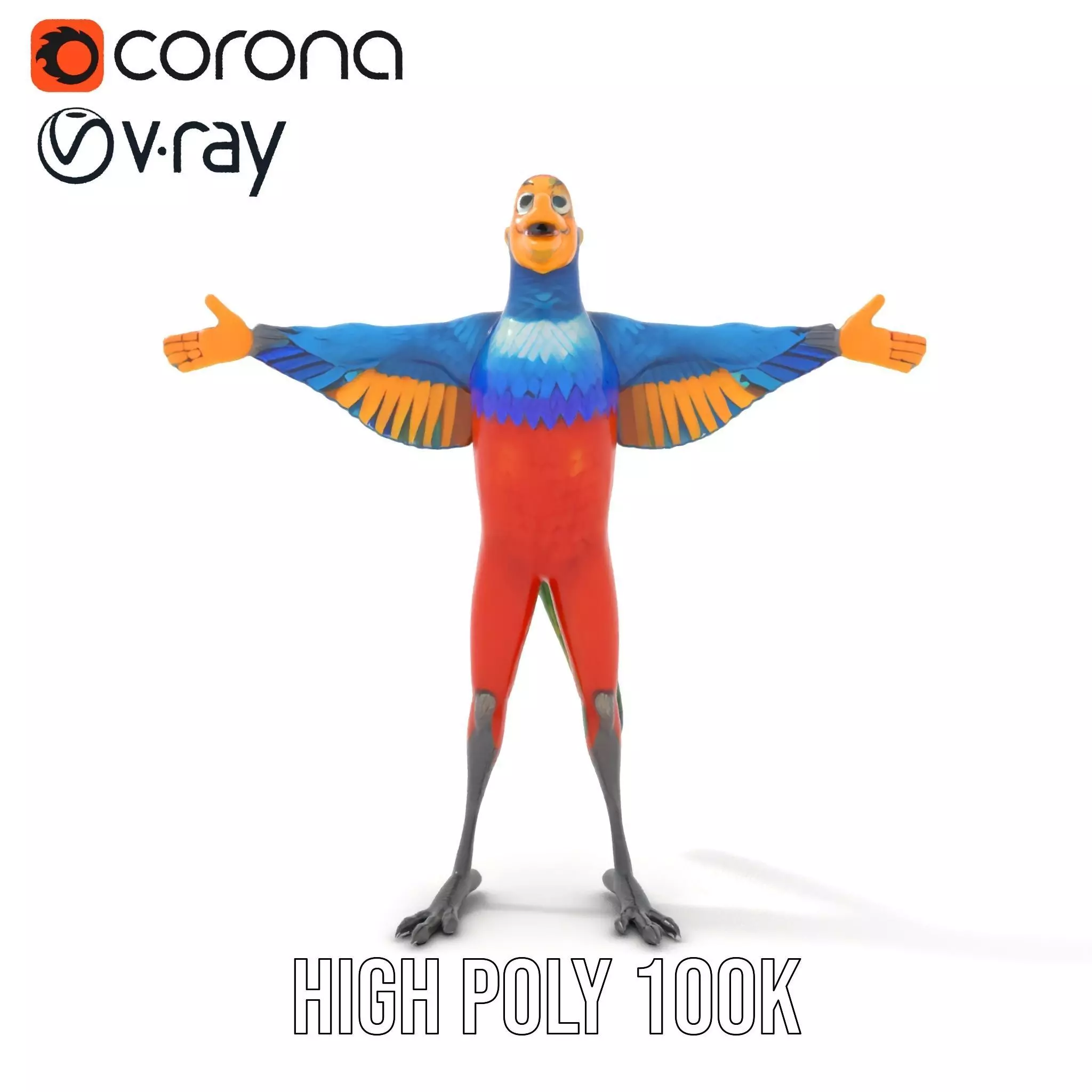 Vibrant Parrot Character model pack Low-poly 3D model_31