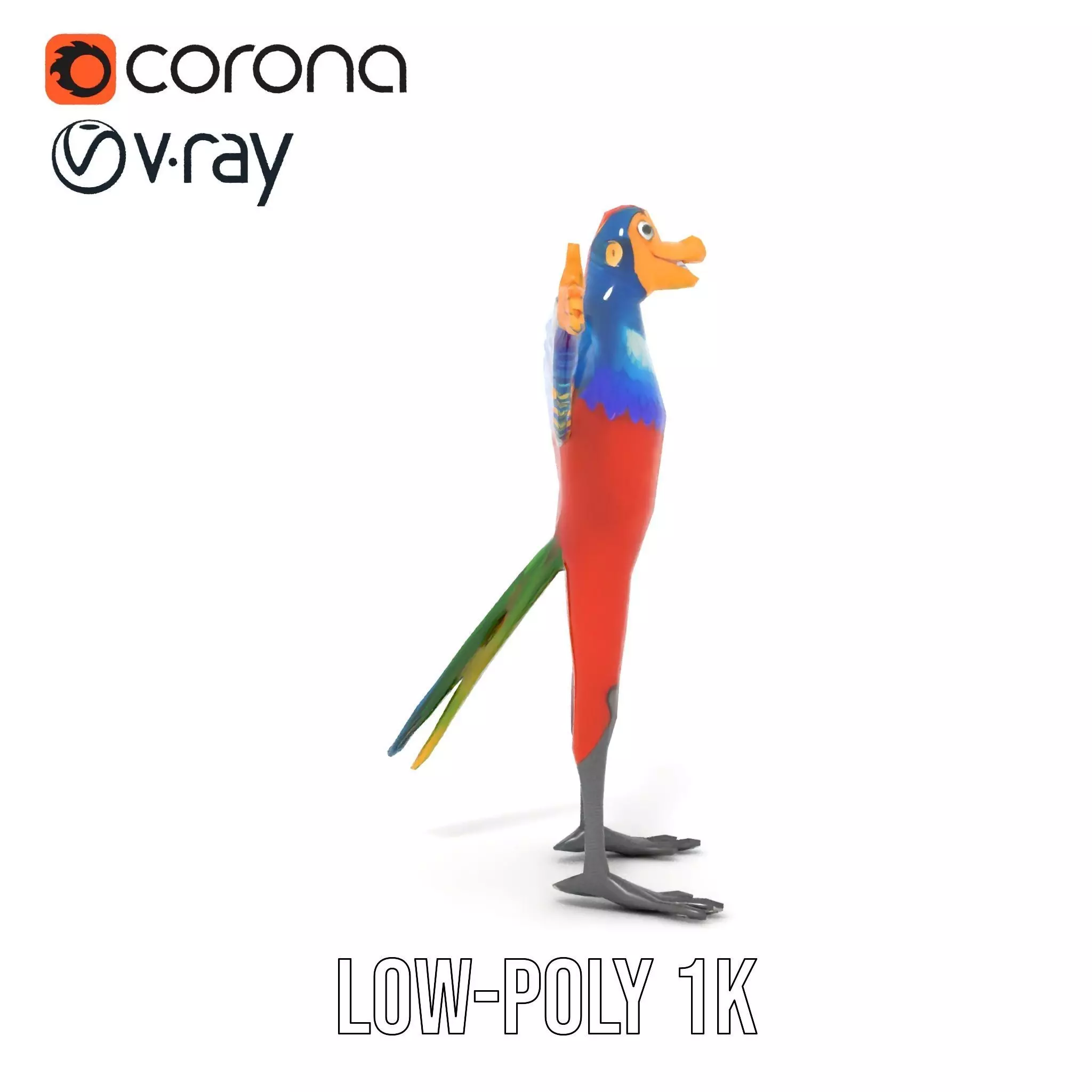 Vibrant Parrot Character model pack Low-poly 3D model_19