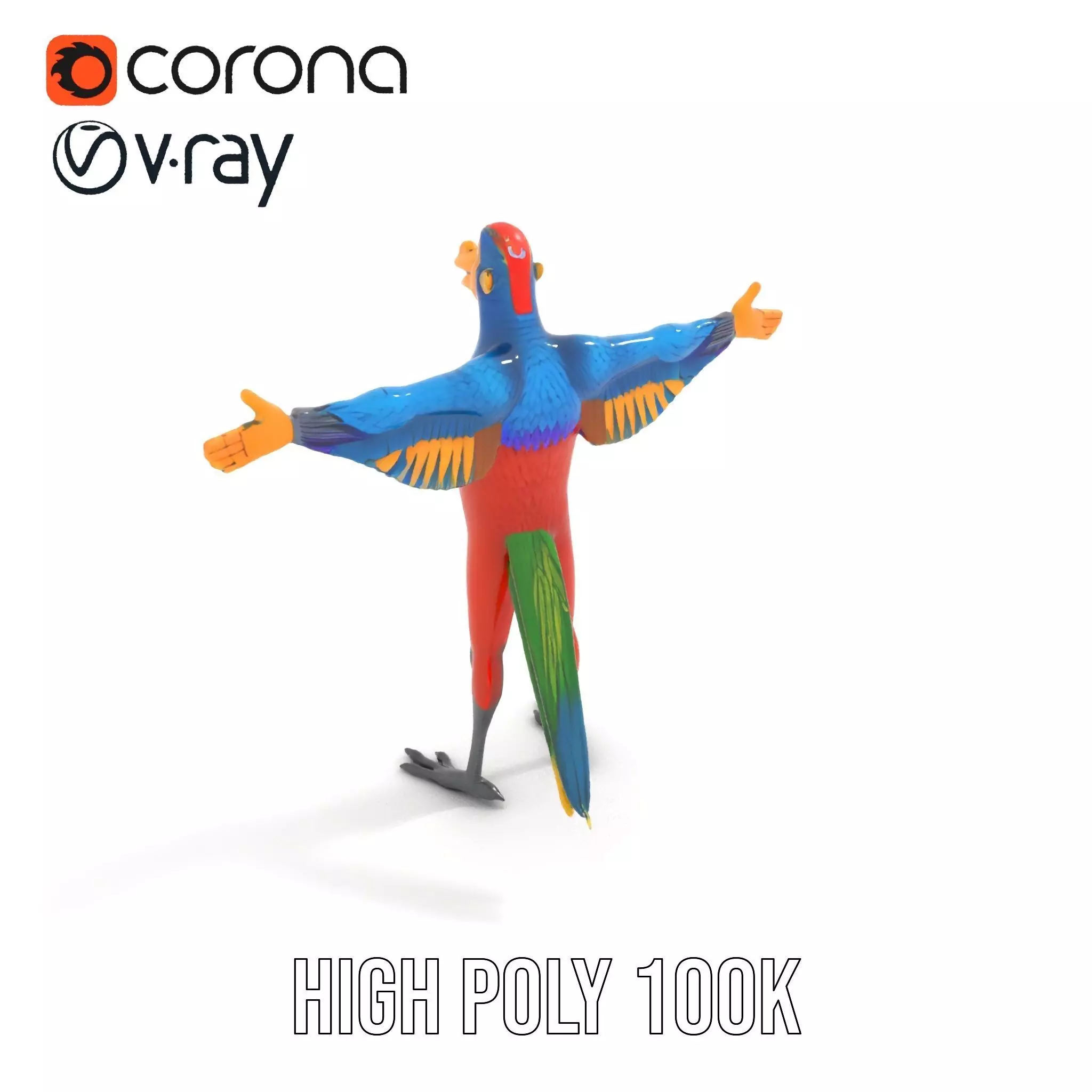 Vibrant Parrot Character model pack Low-poly 3D model_15