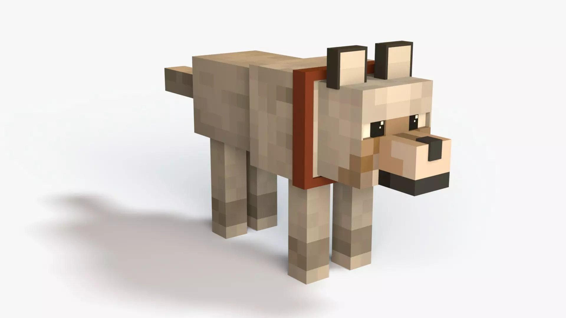 Minecraft Wolf Low-poly 3D model_2