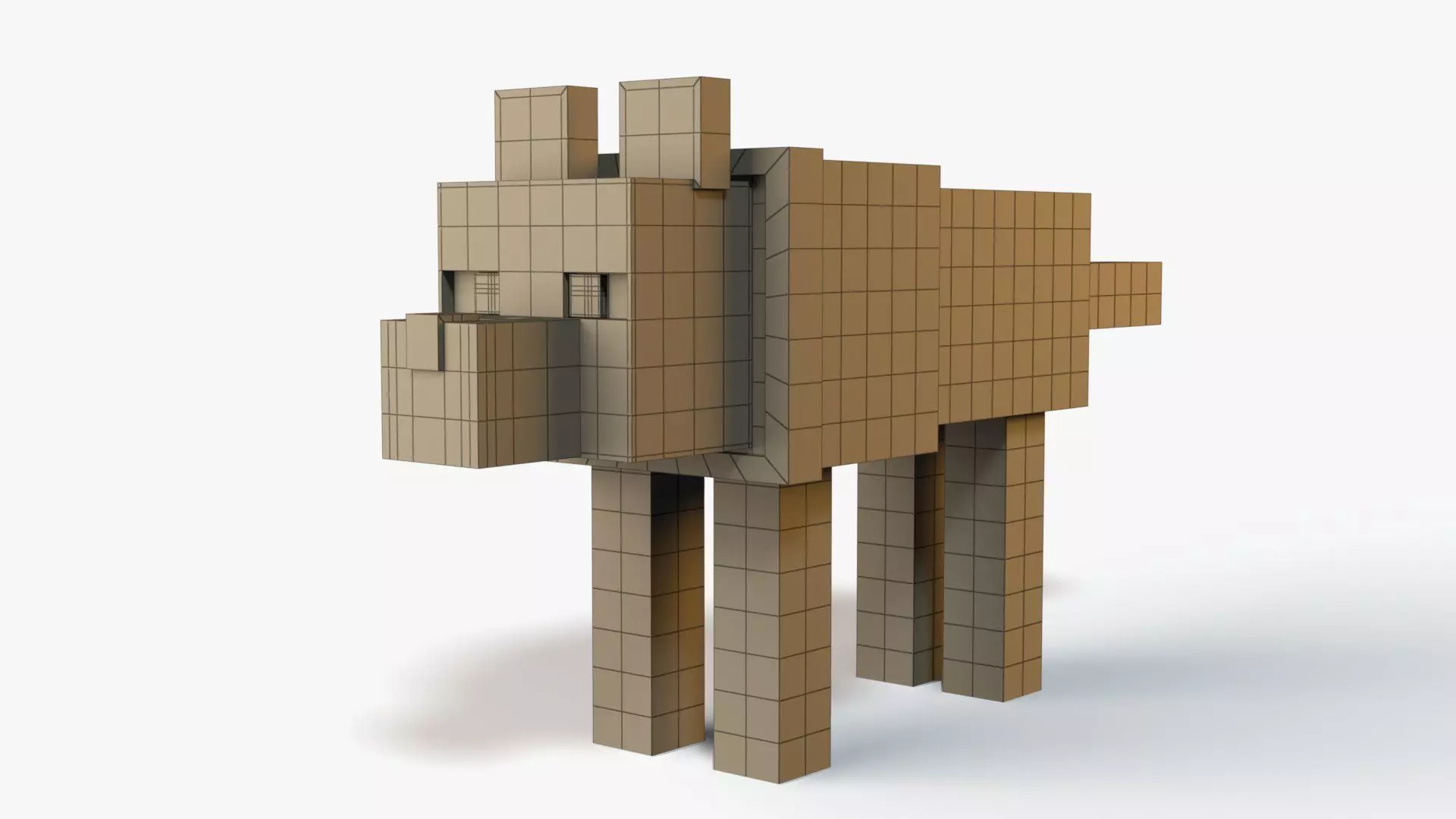 Minecraft Wolf Low-poly 3D model_7