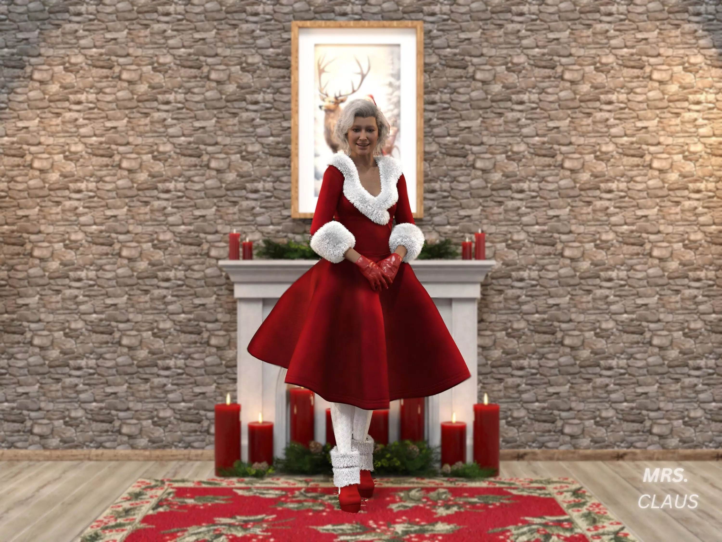 Mrs Claus - Santa Claus Low-poly 3D model_2
