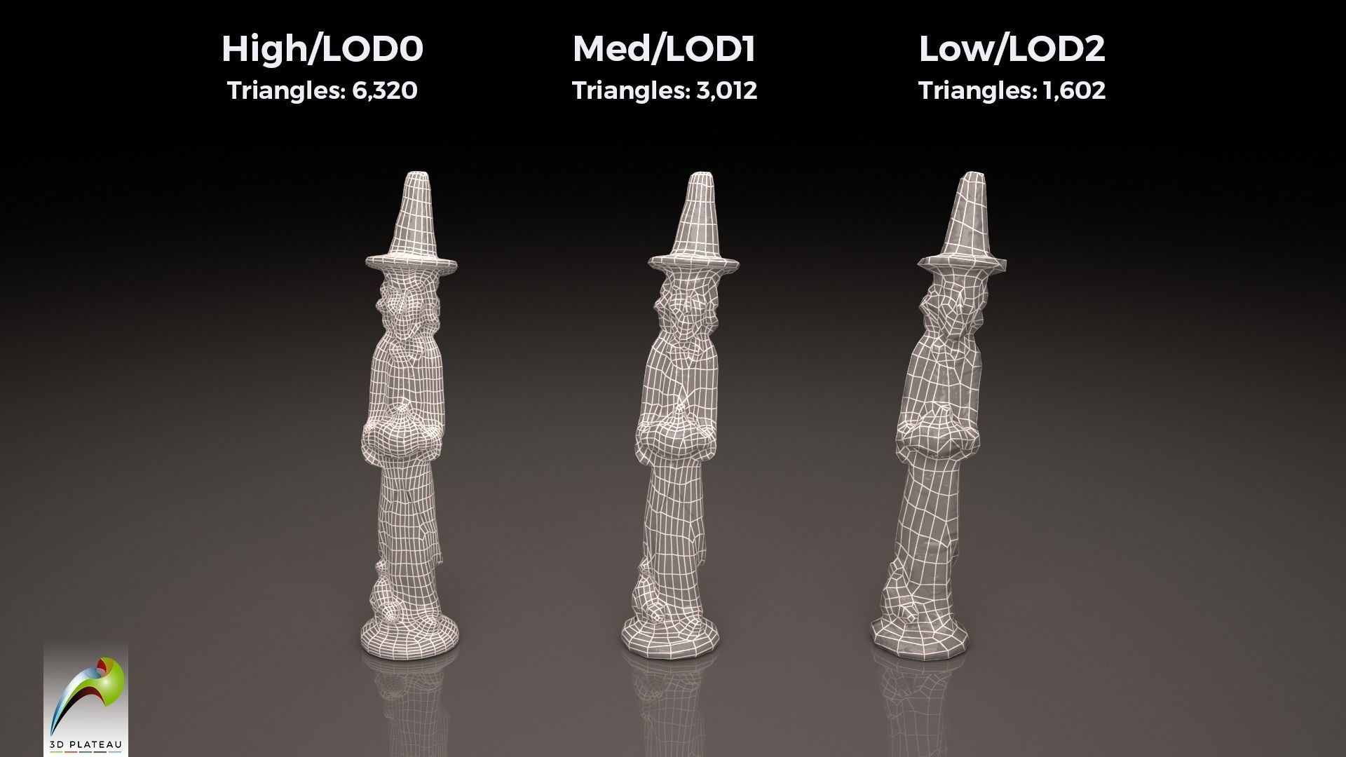 0002-11 Witch Low-poly 3D model_2