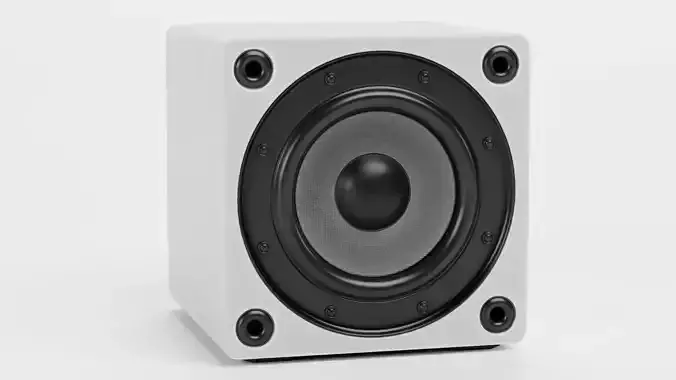 Subwoofer V3 - Universal White Audio System Low-poly 3D model