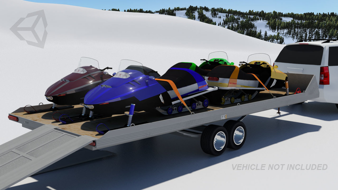 Modern Snowmobiles with Trailer