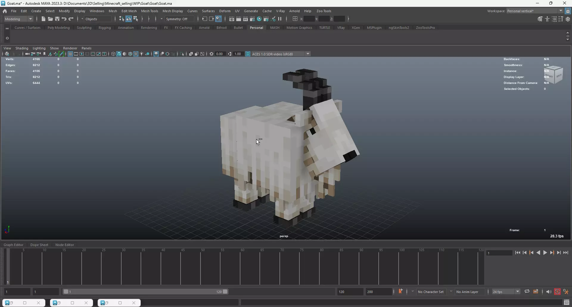 Minecraft Goat Low-poly 3D model_6