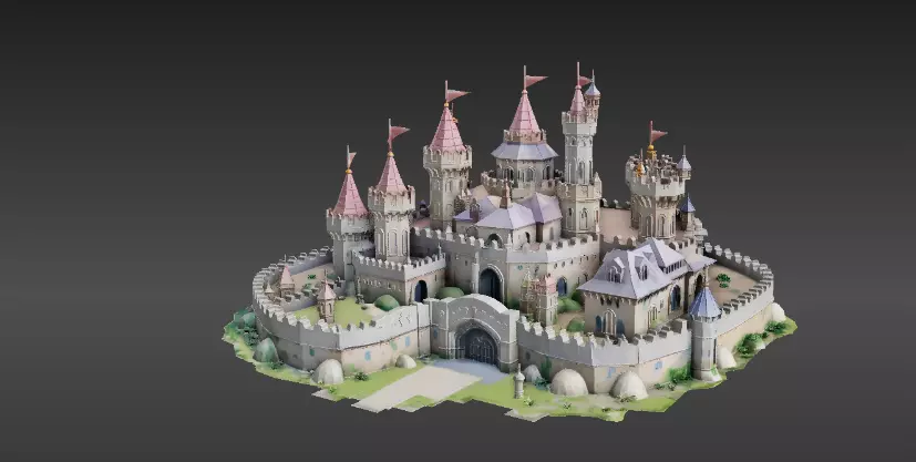 Modular Fantasy Castle 3D Model Kit Low-Poly Stylized Game Asset Low-poly 3D model_4