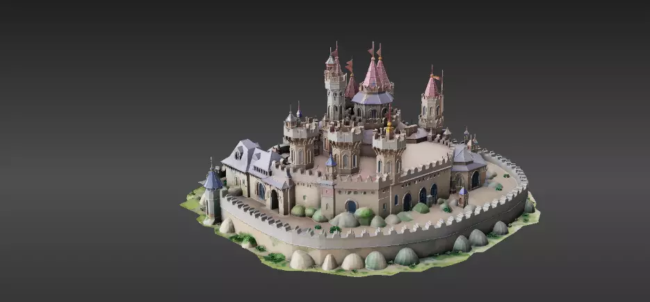 Modular Fantasy Castle 3D Model Kit Low-Poly Stylized Game Asset Low-poly 3D model_10