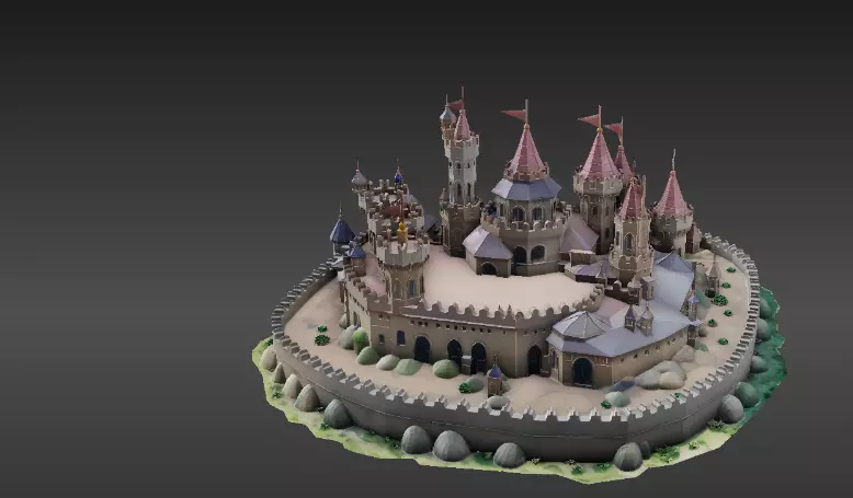 Modular Fantasy Castle 3D Model Kit Low-Poly Stylized Game Asset Low-poly 3D model_9