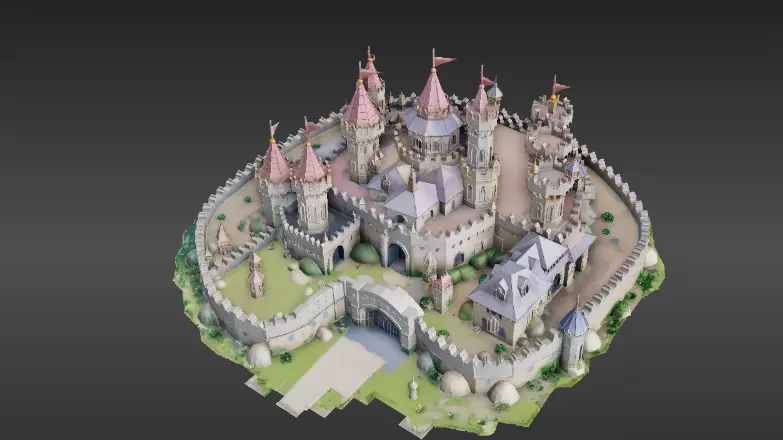 Modular Fantasy Castle 3D Model Kit Low-Poly Stylized Game Asset Low-poly 3D model_3