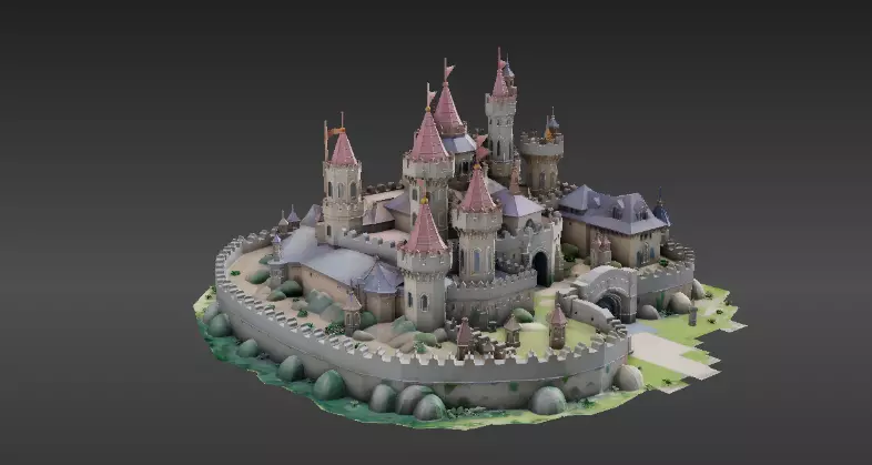 Modular Fantasy Castle 3D Model Kit Low-Poly Stylized Game Asset Low-poly 3D model_1
