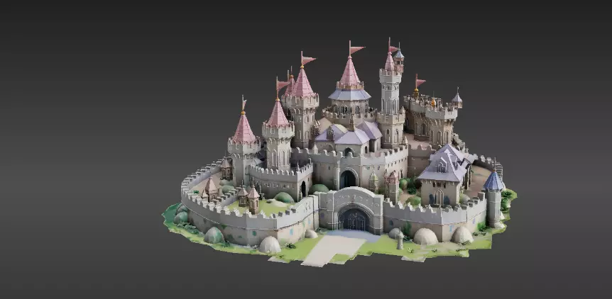 Modular Fantasy Castle 3D Model Kit Low-Poly Stylized Game Asset Low-poly 3D model_12
