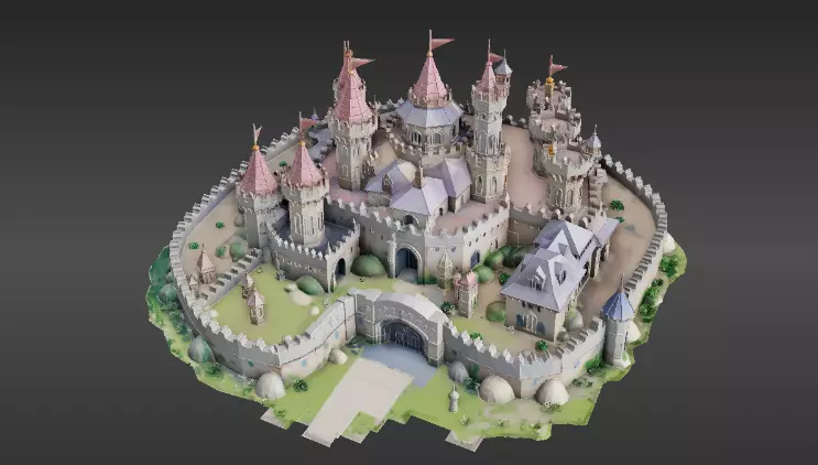 Modular Fantasy Castle 3D Model Kit Low-Poly Stylized Game Asset Low-poly 3D model_7