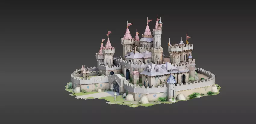 Modular Fantasy Castle 3D Model Kit Low-Poly Stylized Game Asset Low-poly 3D model_11