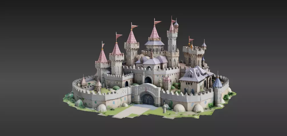 Modular Fantasy Castle 3D Model Kit Low-Poly Stylized Game Asset Low-poly 3D model_5