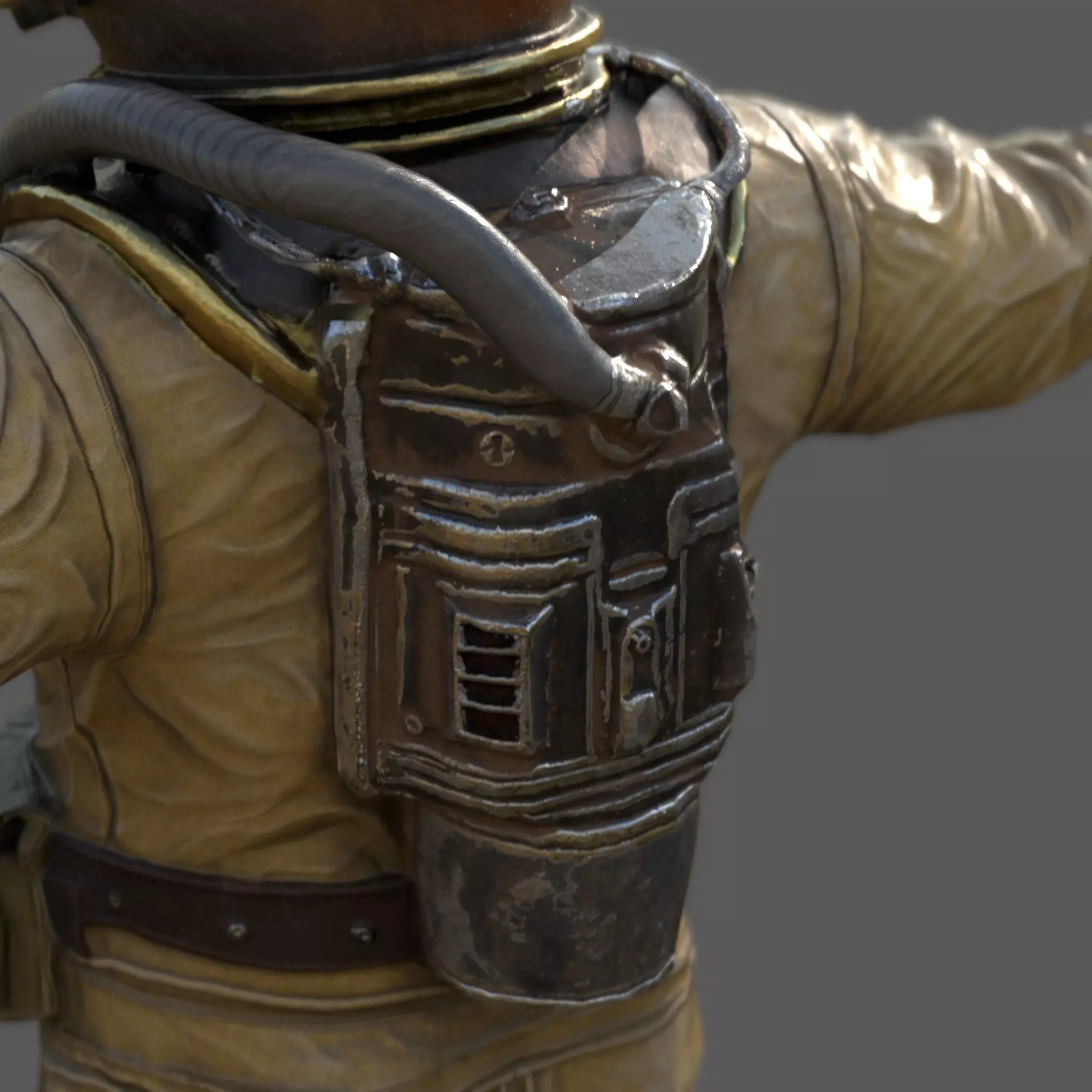 Realistic Vintage Diver Character  PBR Textured Game-Ready Low-poly 3D model_6