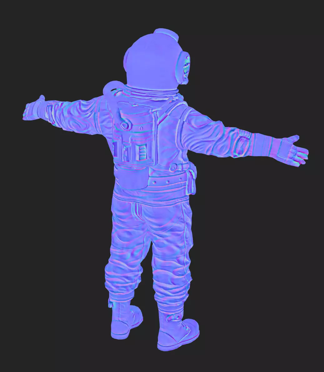 Realistic Vintage Diver Character  PBR Textured Game-Ready Low-poly 3D model_12