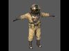 Realistic Vintage Diver Character  PBR Textured Game-Ready Low-poly 3D model_1