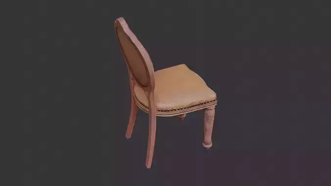 Antique Wooden Tufted Chair with Carved Back