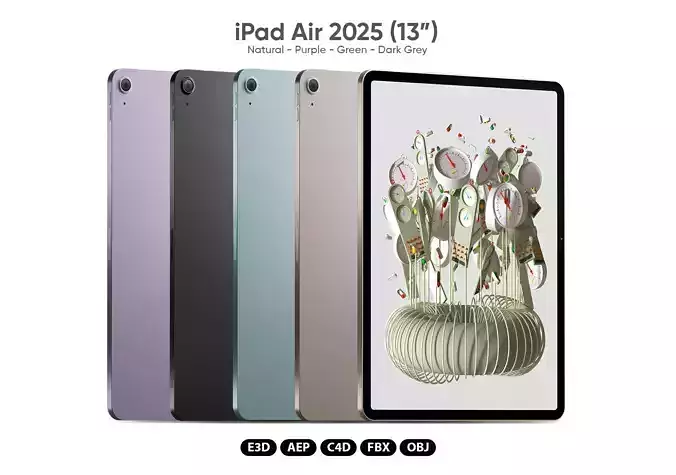 iPad Air 2025 3D Model for Element 3D and Cinema 4D 