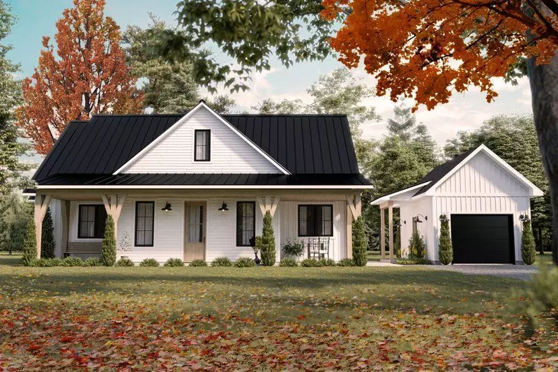 Modern 3-Bedroom Bungalow with Garage Screened Porch 3D Model  3D model_2