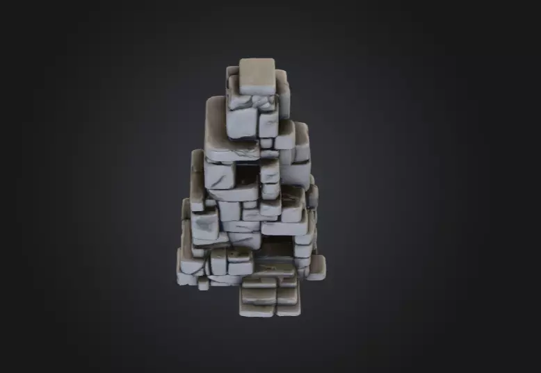 Ancient Stone Ruin Tower Low-poly 3D model_9