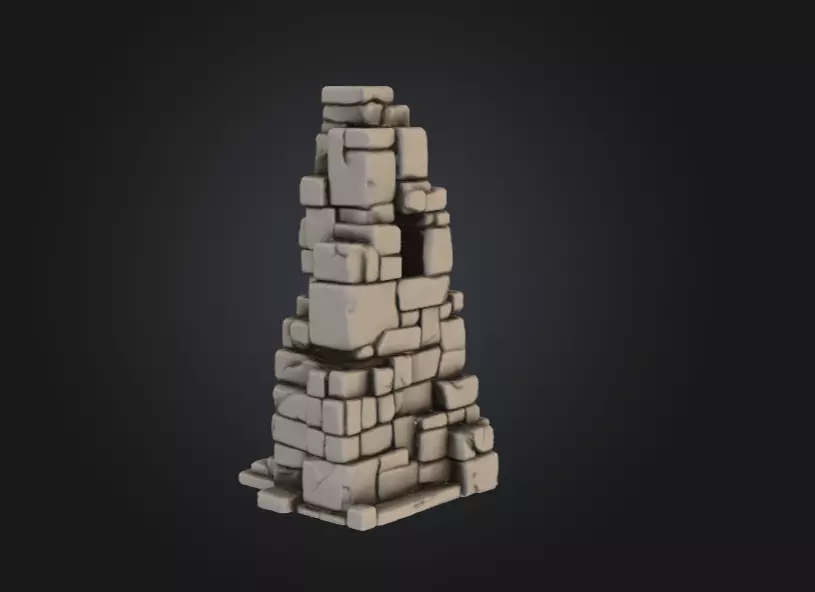 Ancient Stone Ruin Tower Low-poly 3D model_6