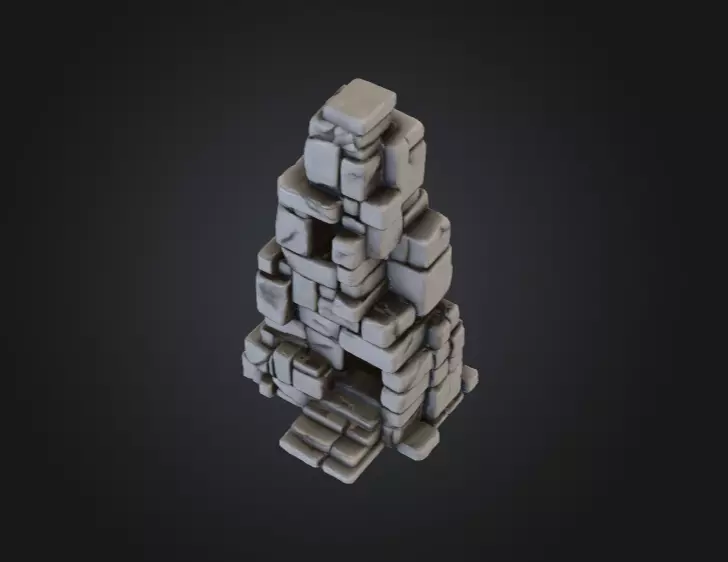 Ancient Stone Ruin Tower Low-poly 3D model_10