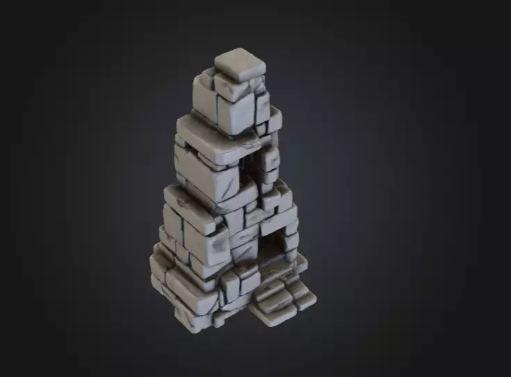 Ancient Stone Ruin Tower Low-poly 3D model_11
