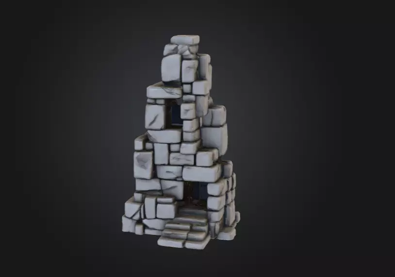Ancient Stone Ruin Tower Low-poly 3D model_0