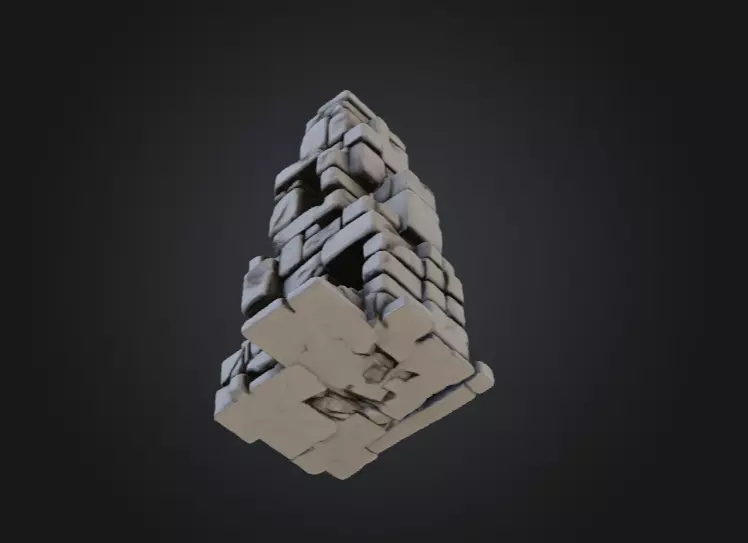 Ancient Stone Ruin Tower Low-poly 3D model_14