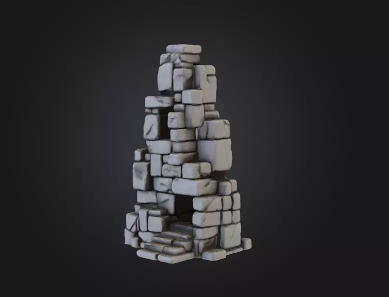 Ancient Stone Ruin Tower Low-poly 3D model_8