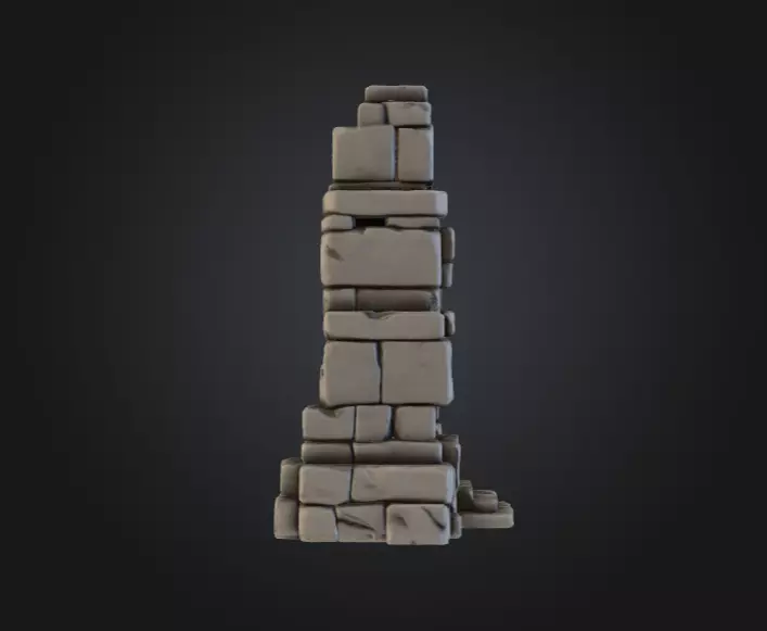 Ancient Stone Ruin Tower Low-poly 3D model_3