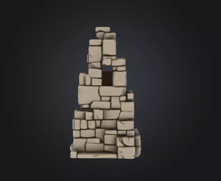 Ancient Stone Ruin Tower Low-poly 3D model_5