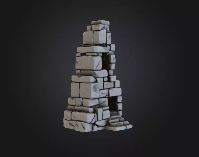 Ancient Stone Ruin Tower Low-poly 3D model_2