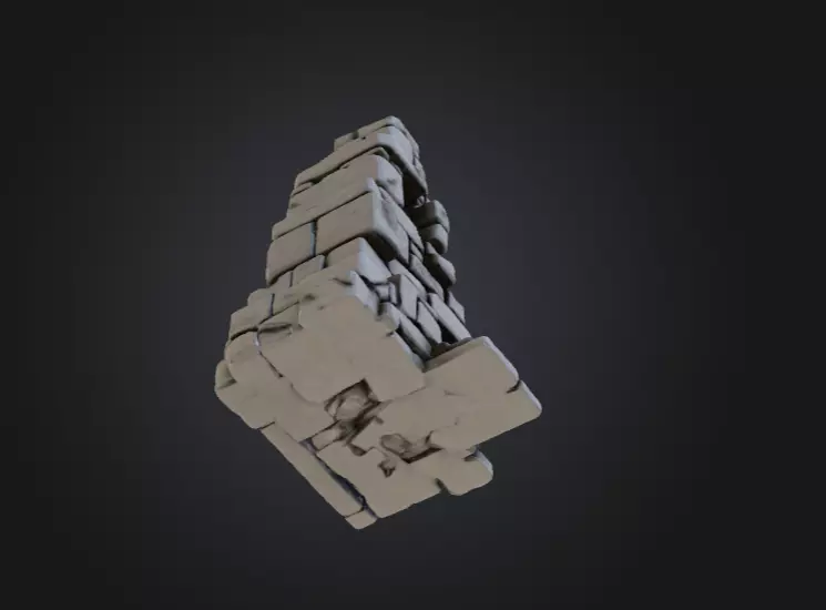 Ancient Stone Ruin Tower Low-poly 3D model_13