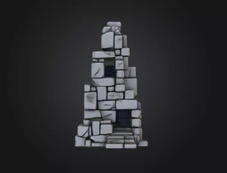 Ancient Stone Ruin Tower Low-poly 3D model_1