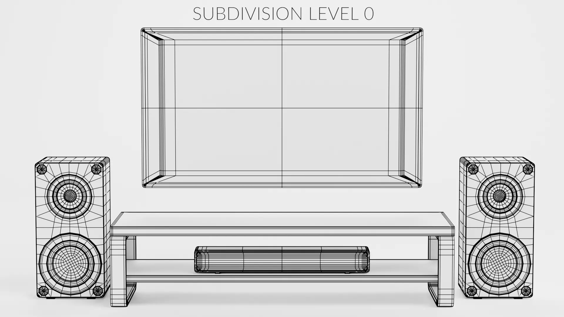 TV Unit with Flat Screen and Sound System V2 - Home Cinema Low-poly 3D model_7
