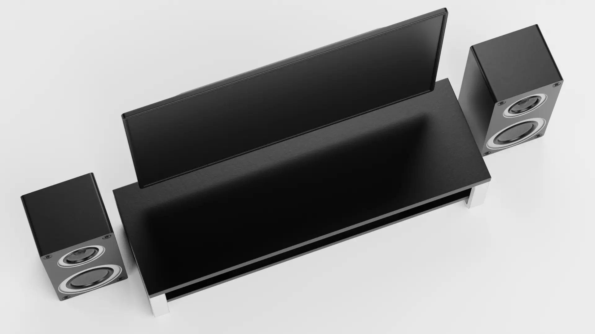 TV Unit with Flat Screen and Sound System V2 - Home Cinema Low-poly 3D model_5