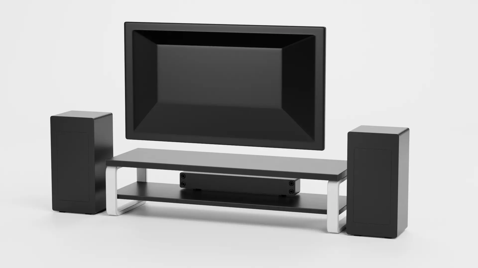 TV Unit with Flat Screen and Sound System V2 - Home Cinema Low-poly 3D model_4