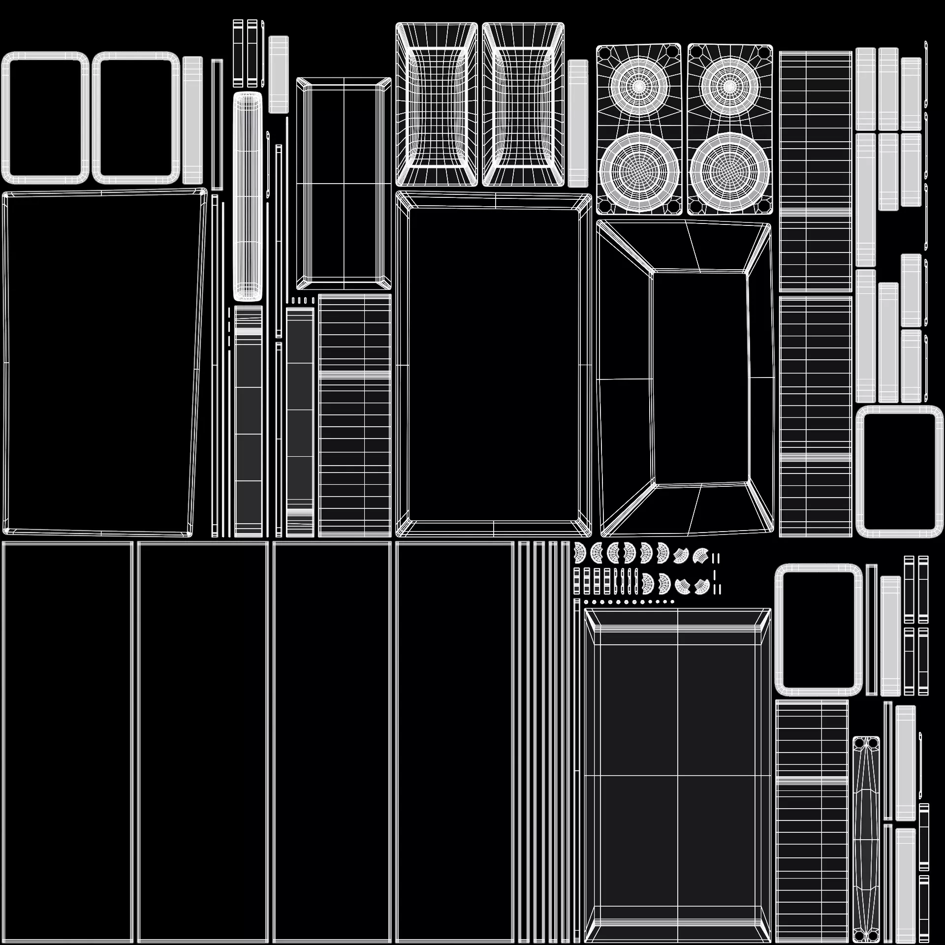 TV Unit with Flat Screen and Sound System V2 - Home Cinema Low-poly 3D model_6