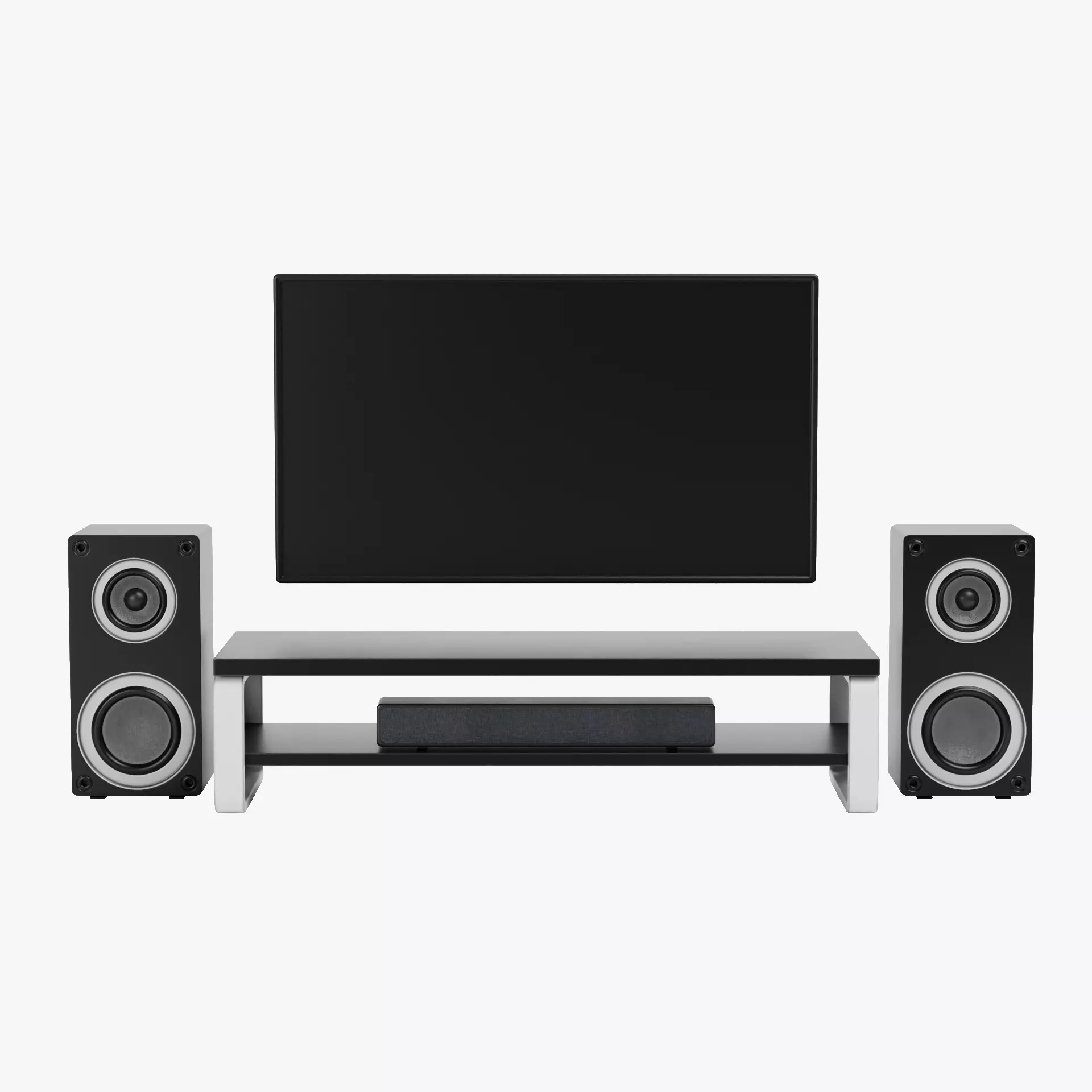 TV Unit with Flat Screen and Sound System V2 - Home Cinema Low-poly 3D model_11