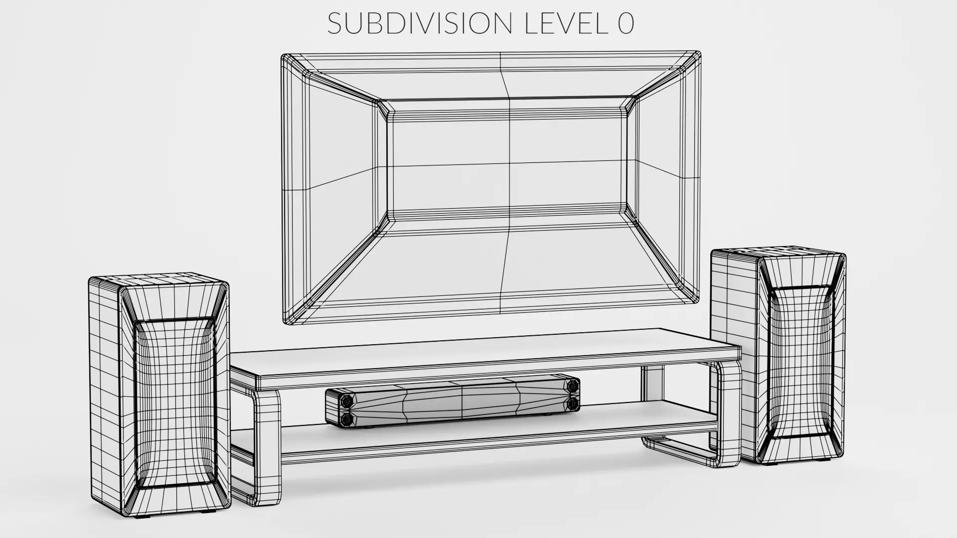 TV Unit with Flat Screen and Sound System V2 - Home Cinema Low-poly 3D model_9