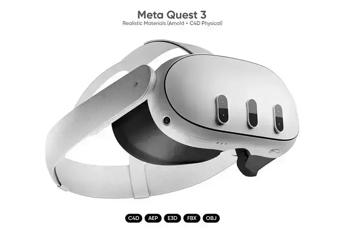 Meta Quest 3 3D Model for Element 3D and Cinema 4D