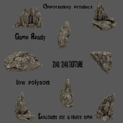 Rocks rock texture pack Low-poly 3D model