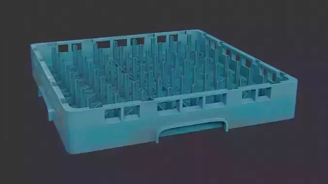 Blue plastic bar and kitchen dish rack Low-poly 3D model