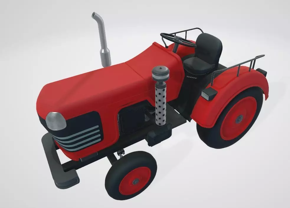 Realistic Farm Tractor 3D Model Low-poly 3D model_6